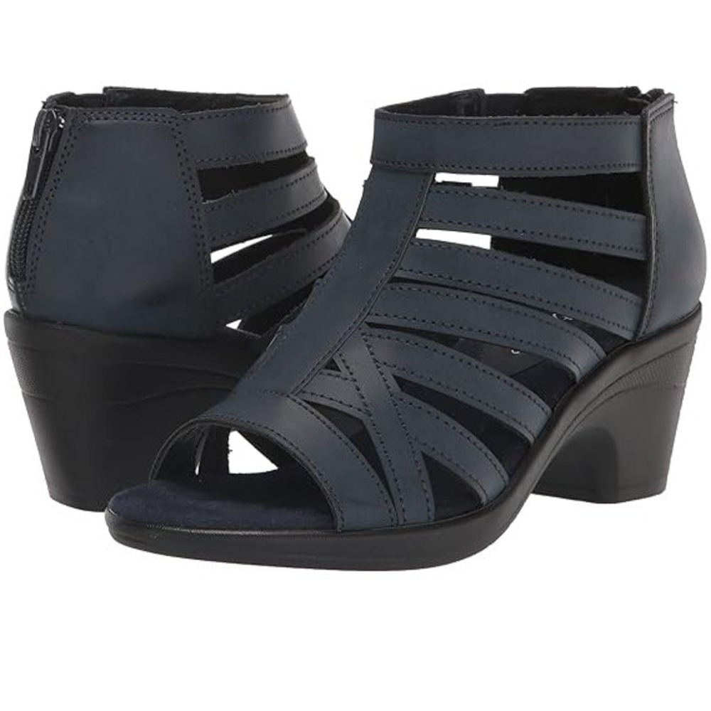 Easy Street Women's Navy Blue Strappy‎ Cage Region Heeled Sandal Size 6 NWB
